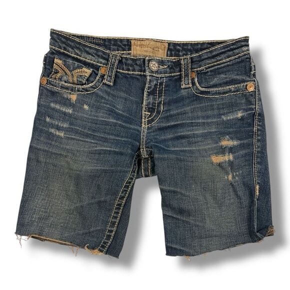 Big Star Liv Boot Jean Cutoff Distressed Shorts Size 28 - Picture 1 of 6